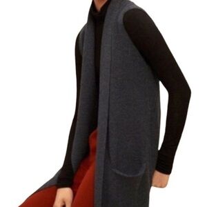 Wilfred Aritzia Mohair Wool Blend Longline Open Cardigan Vest Gray Minimalist